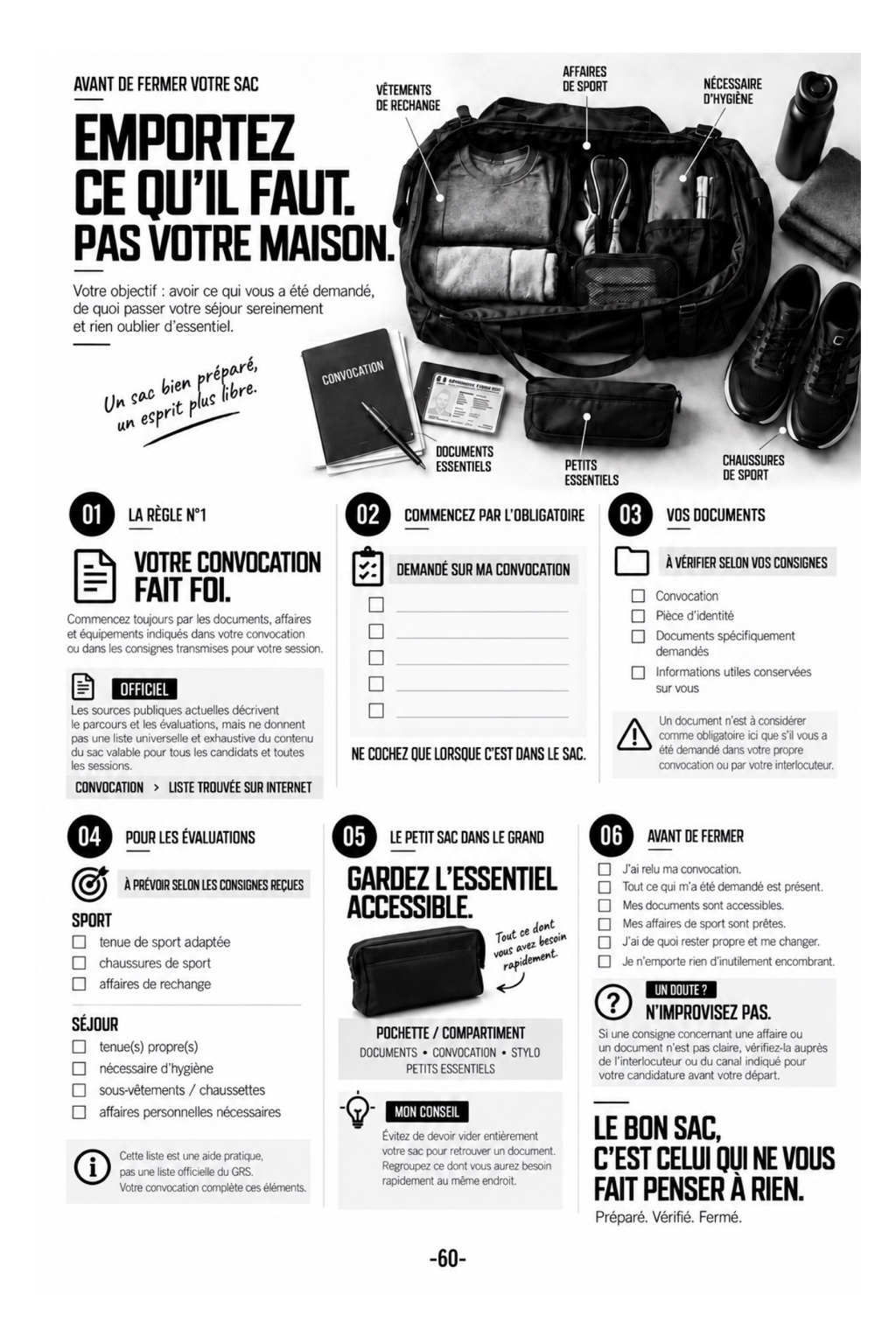 Préparer son sac — page 60